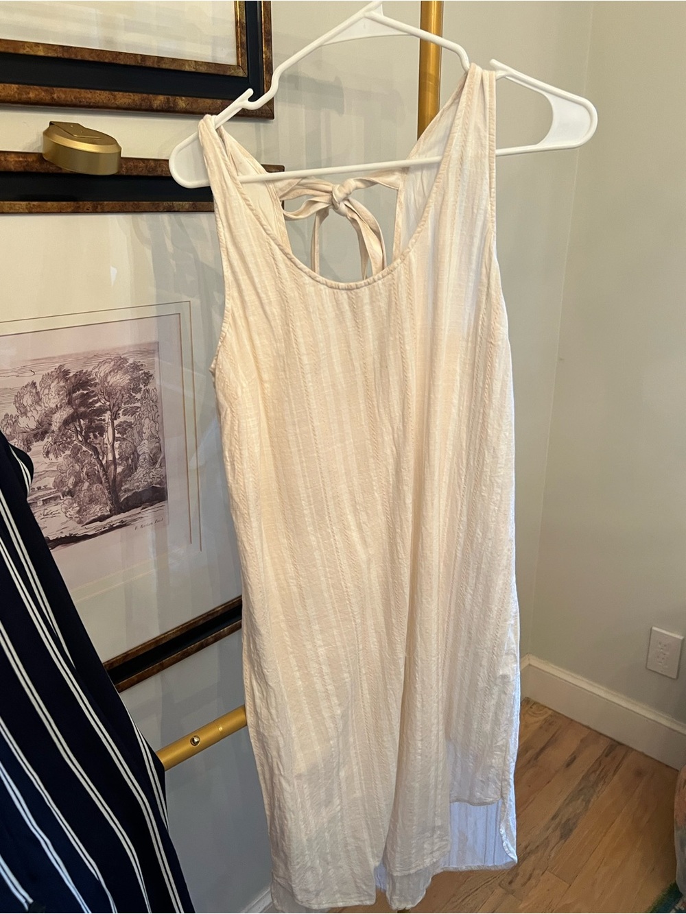 Anthropologie Cloth & StoneLight Cream Sleeveless Tie-Back Summer Dress